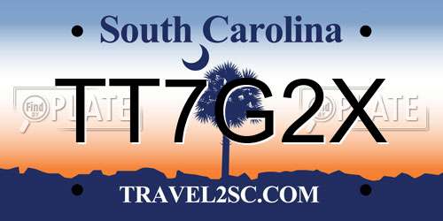 TT7G2X South Carolina License Plate