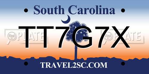 TT7G7X South Carolina License Plate