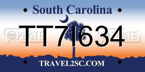 TT7I634 South Carolina License Plate
