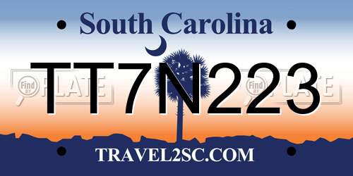 TT7N223 South Carolina License Plate