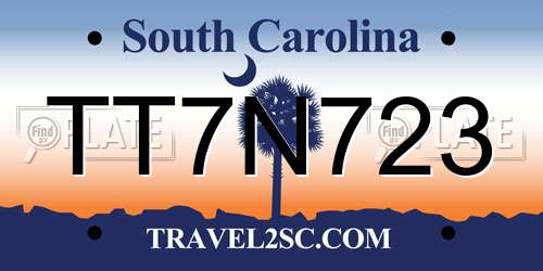 TT7N723 South Carolina License Plate