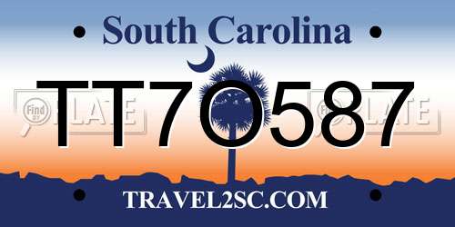 TT7O587 South Carolina License Plate