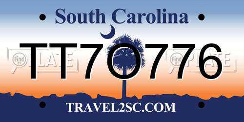TT7O776 South Carolina License Plate