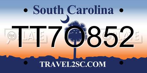 TT7O852 South Carolina License Plate