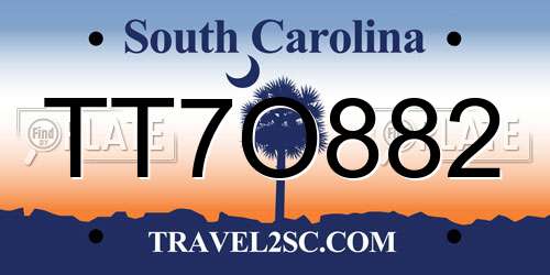 TT7O882 South Carolina License Plate