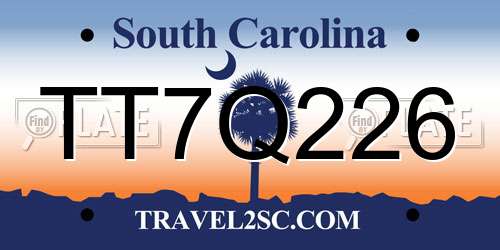 TT7Q226 South Carolina License Plate