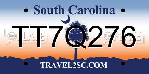TT7Q276 South Carolina License Plate
