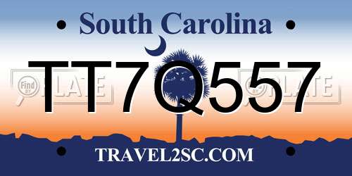 TT7Q557 South Carolina License Plate