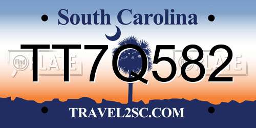 TT7Q582 South Carolina License Plate