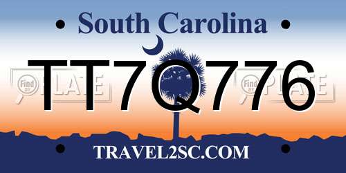 TT7Q776 South Carolina License Plate