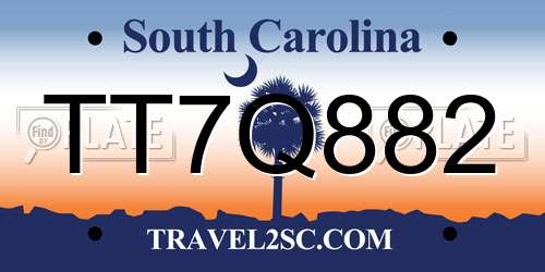 TT7Q882 South Carolina License Plate
