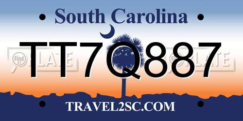 TT7Q887 South Carolina License Plate