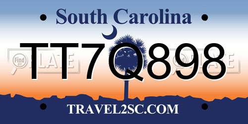 TT7Q898 South Carolina License Plate