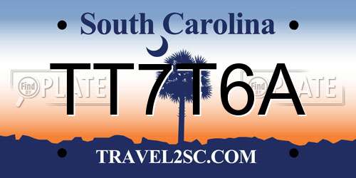 TT7T6A South Carolina License Plate