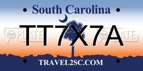 TT7X7A South Carolina License Plate
