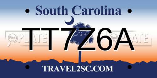 TT7Z6A South Carolina License Plate