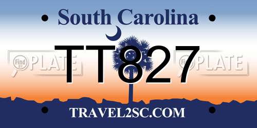 TT827 South Carolina License Plate