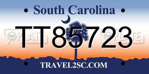 TT85723 South Carolina License Plate