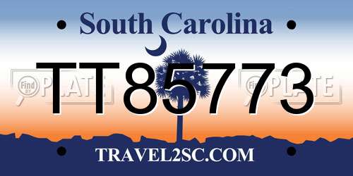 TT85773 South Carolina License Plate