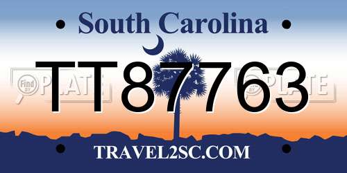 TT87763 South Carolina License Plate