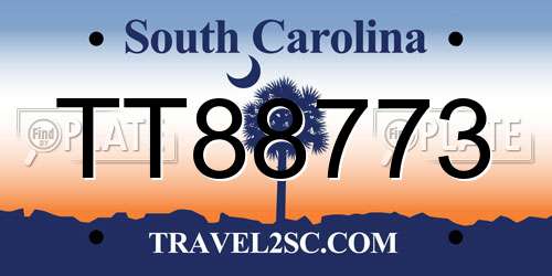TT88773 South Carolina License Plate