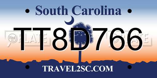 TT8D766 South Carolina License Plate
