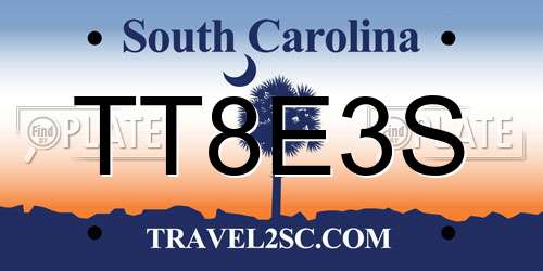 TT8E3S South Carolina License Plate