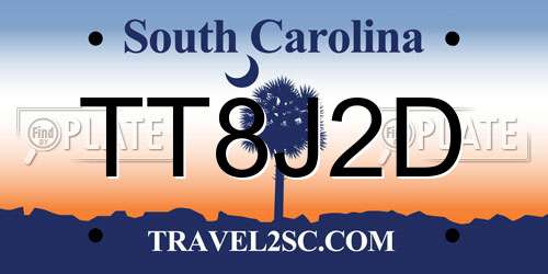 TT8J2D South Carolina License Plate