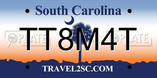 TT8M4T South Carolina License Plate