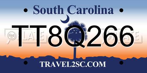 TT8Q266 South Carolina License Plate