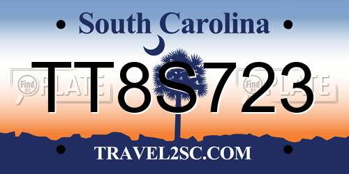 TT8S723 South Carolina License Plate