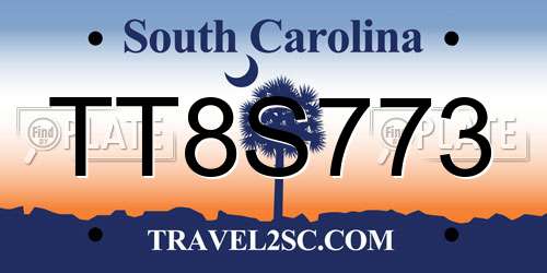 TT8S773 South Carolina License Plate