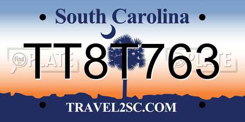 TT8T763 South Carolina License Plate