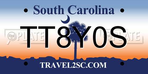 TT8Y0S South Carolina License Plate