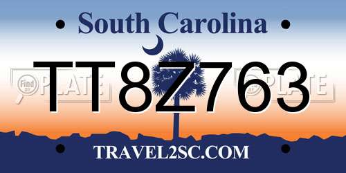 TT8Z763 South Carolina License Plate