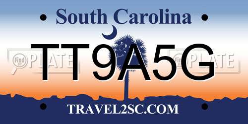 TT9A5G South Carolina License Plate