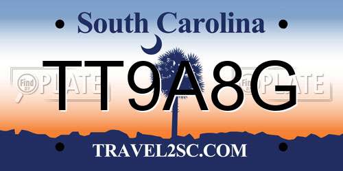 TT9A8G South Carolina License Plate