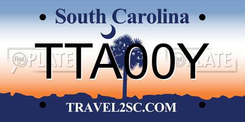TTA00Y South Carolina License Plate