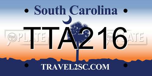 TTA216 South Carolina License Plate