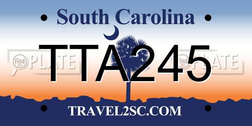 TTA245 South Carolina License Plate