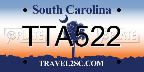 TTA522 South Carolina License Plate