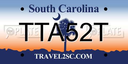 TTA52T South Carolina License Plate