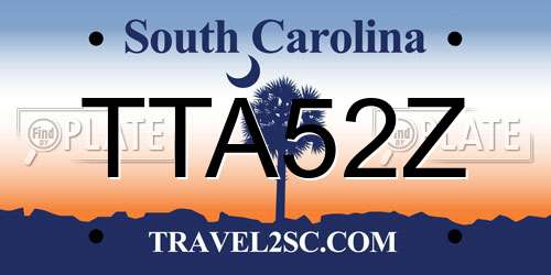 TTA52Z South Carolina License Plate