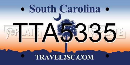 TTA5335 South Carolina License Plate