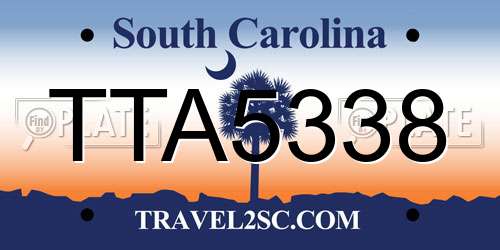 TTA5338 South Carolina License Plate