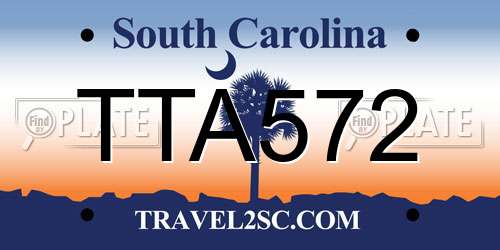 TTA572 South Carolina License Plate