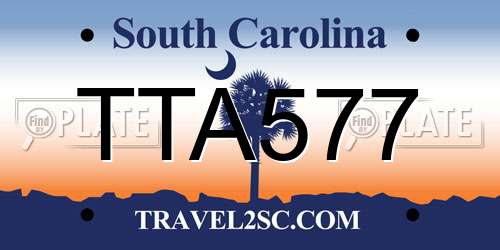 TTA577 South Carolina License Plate