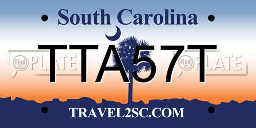 TTA57T South Carolina License Plate