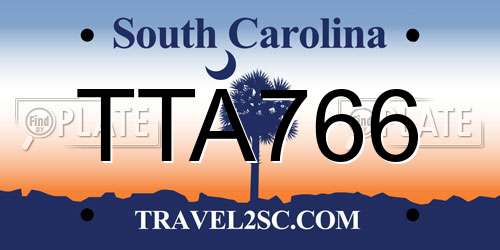 TTA766 South Carolina License Plate
