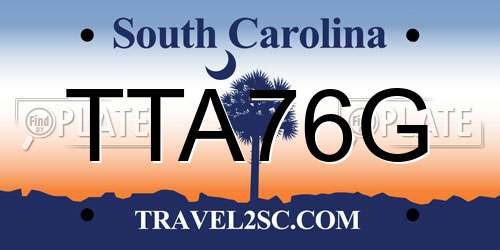 TTA76G South Carolina License Plate